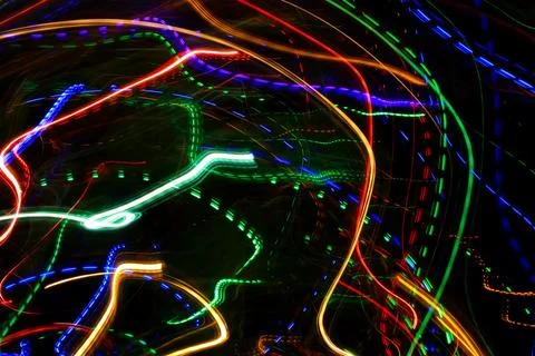 Abstract pattern from colorful traces of lights Stock Photos