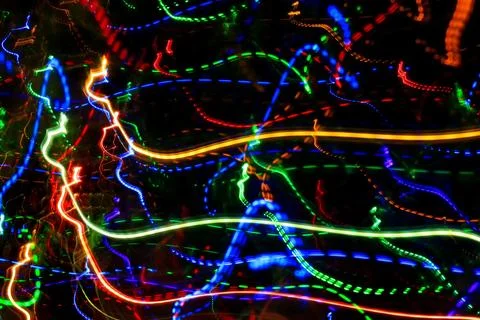 Abstract pattern from colorful traces of lights 写真素材
