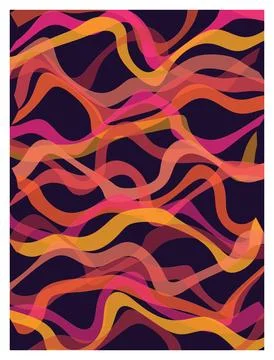 Abstract pattern with colorful wavy flowing lines on dark creative background Stockillustratie