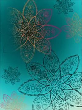 Abstract pattern composed of indian art style flowers Stock Illustration