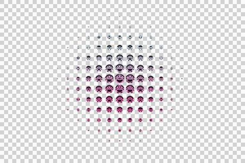 Abstract pattern with concentric circles in purple and white on black background Stockillustratie