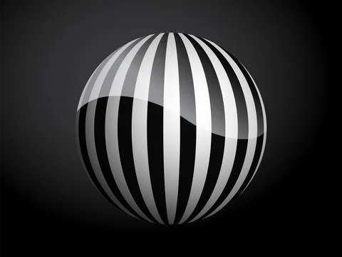 Abstract pattern cover black and white 3D ball. Vector illustration on dark b Stock Illustration