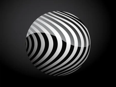 Abstract pattern cover black and white 3D ball. Vector illustration on dark b Stock Illustration