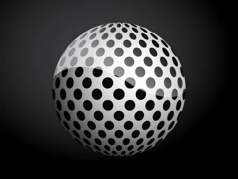 Abstract pattern cover black and white 3D ball. Vector illustration on dark b Stock Illustration