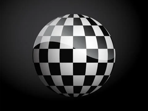 Abstract pattern cover black and white 3D ball. Vector illustration on dark.. Illustrazione stock