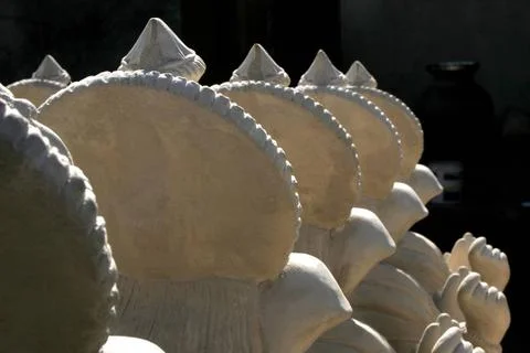 Abstract pattern of crowns of white idols of lord Ganesh elephant headed g... Stock Photos