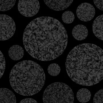 Abstract pattern with dark gray marbled circles on black background. Organic Stock Illustration