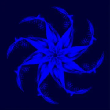 Abstract pattern for decoration. Decorative blue ornament in circle. Illustrazione stock