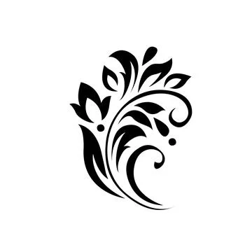 Abstract pattern, decorative element, clip art with stylized leaves, flower.. Stock Illustration