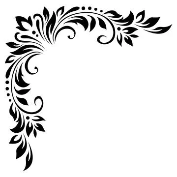 Abstract pattern, decorative element, clip art with stylized leaves, flowers  Illustrazione stock