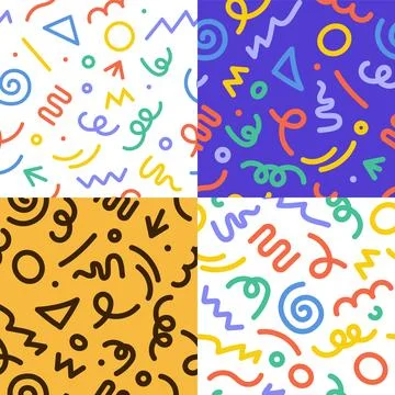 Abstract pattern doodle shape fun kid background. Vector color doodle line Stock Illustration
