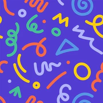 Abstract pattern doodle shape fun kid background. Vector color doodle line Stock Illustration