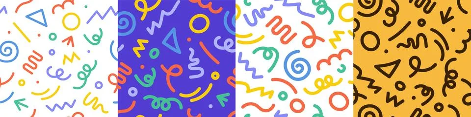 Abstract pattern doodle shape fun kid background. Vector color doodle line Illustrazione stock
