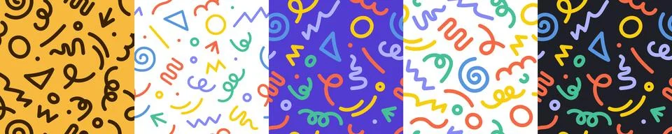 Abstract pattern doodle shape fun kid background. Vector color doodle line Illustrazione stock