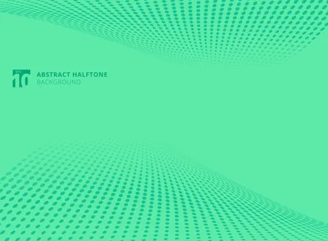 Abstract pattern dots green color halftone perspective background. Stock Illustration