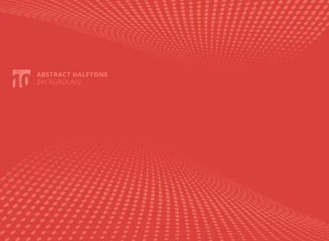 Abstract pattern dots red color halftone perspective background. Stock Illustration