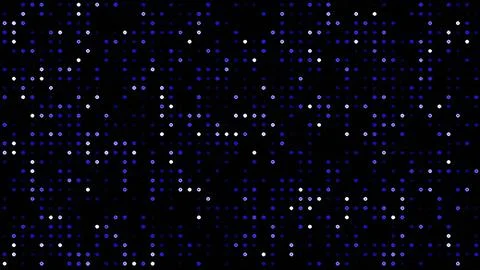 Abstract pattern of dots in shades of blue and white on a black background. Illustrazione stock