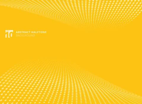 Abstract pattern dots yellow color halftone perspective background. Stock Illustration