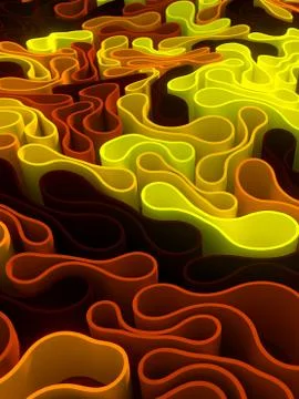 Abstract pattern of elastic forms 3d render art background with a depth of field Illustrazione stock