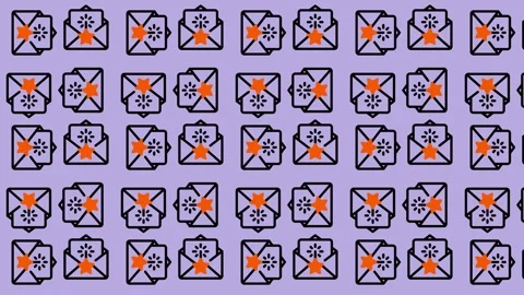 Abstract Pattern of Envelopes with Orange Crosses and Stars. Stock Footage 325387652