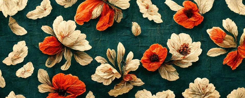 Abstract pattern on the fabric in the form of flowers in warm shades of red Stock Illustration
