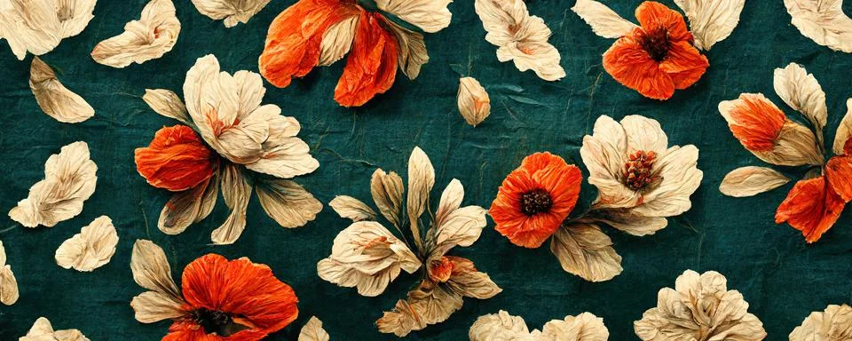 Abstract pattern on the fabric in the form of flowers in warm shades of red イラスト素材