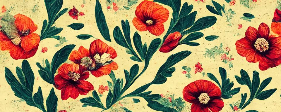 Abstract pattern on the fabric in the form of flowers in warm shades of red Stock Illustration