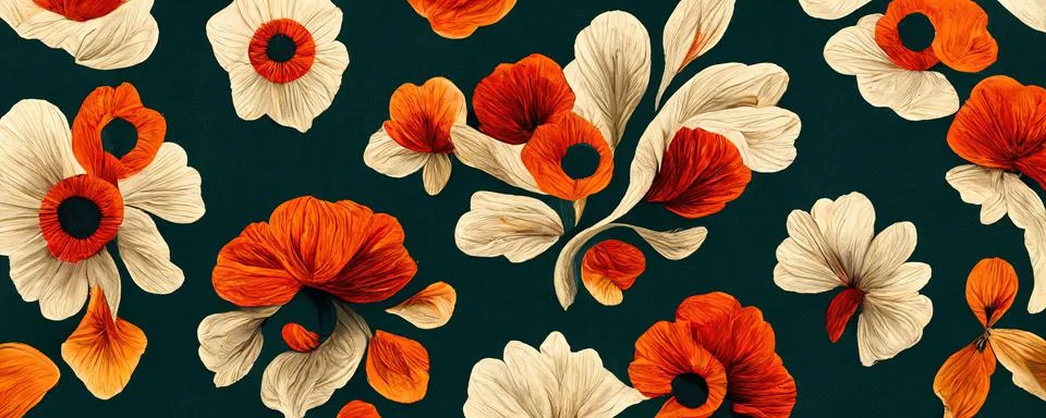 Abstract pattern on the fabric in the form of flowers in warm shades of red 库存插图