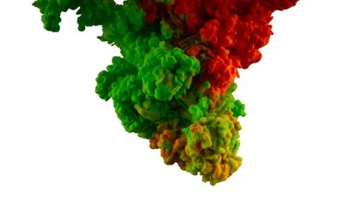 Abstract pattern falling into the water drop of red and blue ink Foto stock