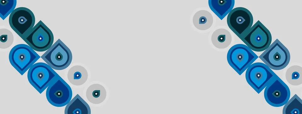 Abstract pattern features blue shapes, circles, rectangles. Minimalist design Stock Illustration