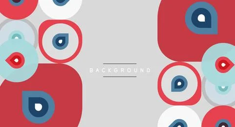 Abstract pattern features circles, dots. Red, blue, gray colors dominate de.. Stock Illustration