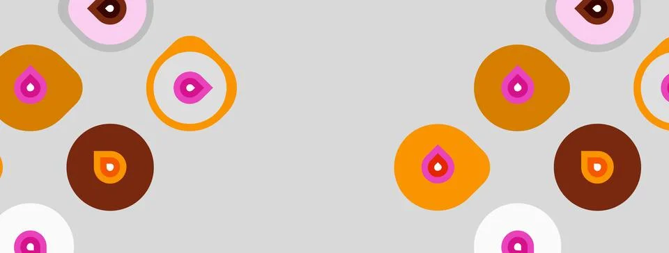 Abstract pattern features circles, droplets. Colors include brown, orange, .. Illustrazione stock