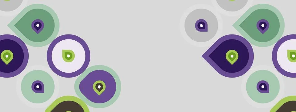 Abstract pattern features circles, ovals. Purple, green hues dominate light.. Stockillustratie