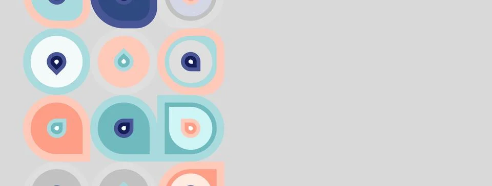 Abstract pattern features circles, varying hues. Soft colors create modern, Illustrazione stock