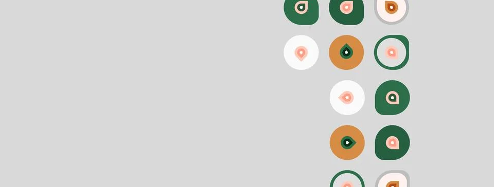 Abstract pattern features circles, varying colors. Green, orange, pink hues 스톡 일러스트