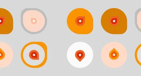 Abstract pattern features circular shapes, varying hues orange, peach, gray. Illustrazione stock