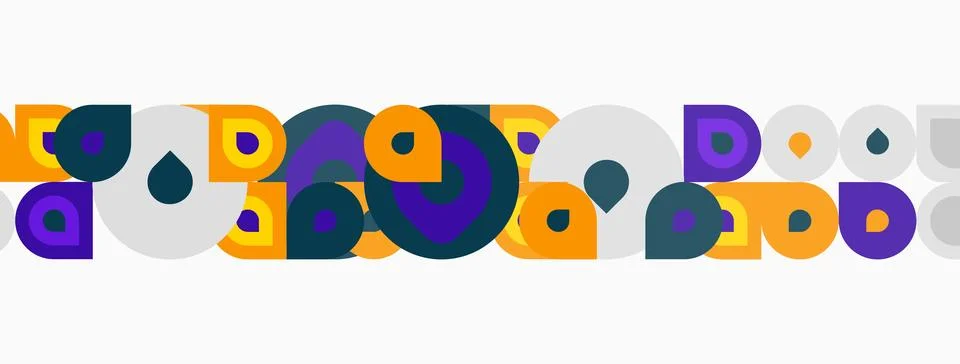 Abstract pattern features colorful circles, squares, rectangles. Shapes repea 库存插图