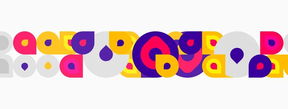 Abstract pattern features colorful circles, dots. Shapes repeat creating pl.. イラスト素材