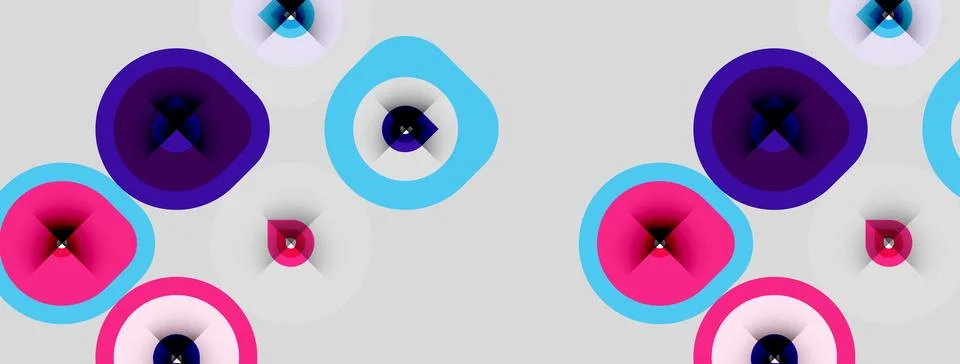 Abstract pattern features colorful circles, overlapping shapes. Soft hues c.. 스톡 일러스트