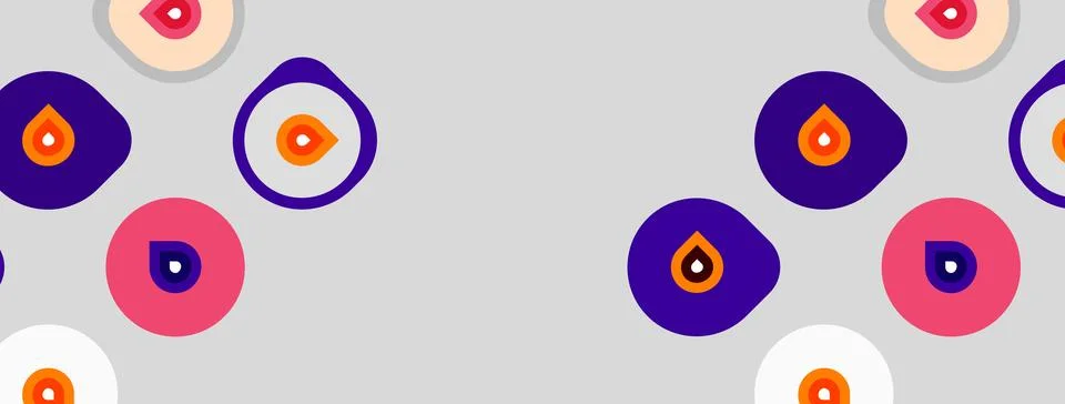 Abstract pattern features colorful circles, dots. Soft gray background create Illustrazione stock
