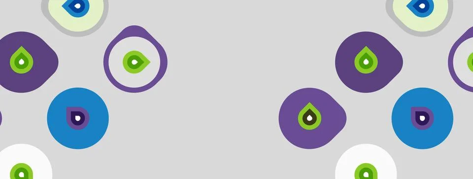 Abstract pattern features colorful circles, droplets, eyes. Soft gray backg.. 스톡 일러스트