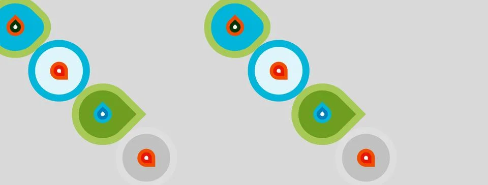 Abstract pattern features colorful circles, ovals, droplets. Shapes repeat 库存插图
