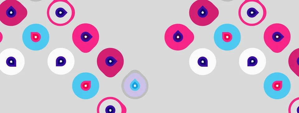 Abstract pattern features colorful circles, dots. Pink, blue, purple hues Stockillustratie