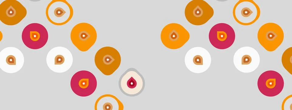 Abstract pattern features colorful circles, dots. Background is light gray. Stock Illustration