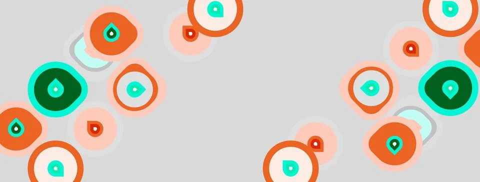 Abstract pattern features colorful circles, varying sizes. Teal, orange hues 스톡 일러스트