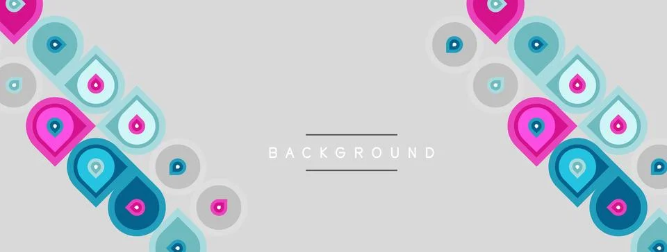 Abstract pattern features colorful circles, squares. Minimalist design with Stockillustratie