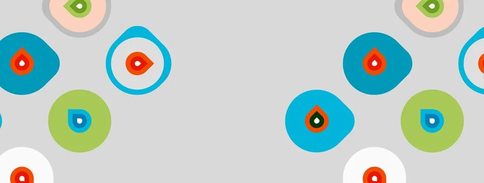 Abstract pattern features colorful circles, droplets. Soft hues create playfu イラスト素材