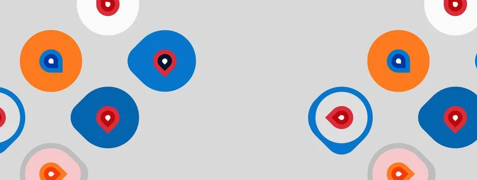 Abstract pattern features colorful circles, dots. Shapes overlap, creating イラスト素材