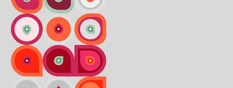 Abstract pattern features colorful circles, ovals, shapes. Background is ligh Stock Illustration