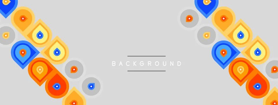 Abstract pattern features colorful circles, squares, shapes. Light gray Stock Illustration